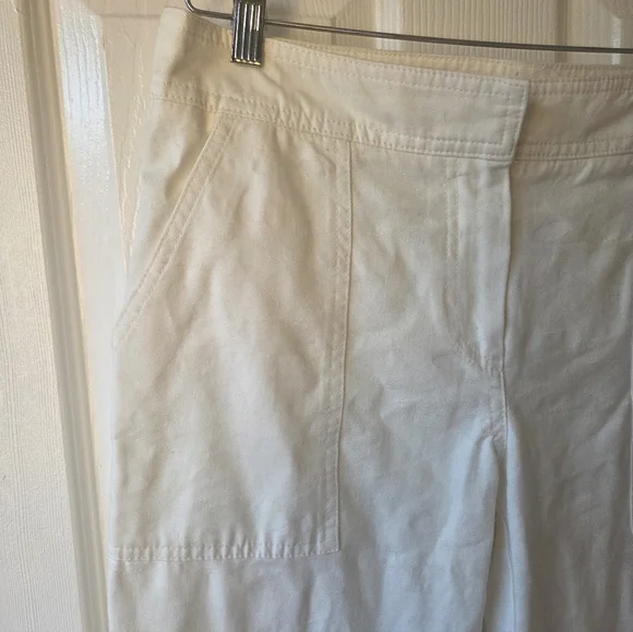 TRINA TURK Reyne White Textured Pants 6 NWT Wide Leg Mid Rise $292